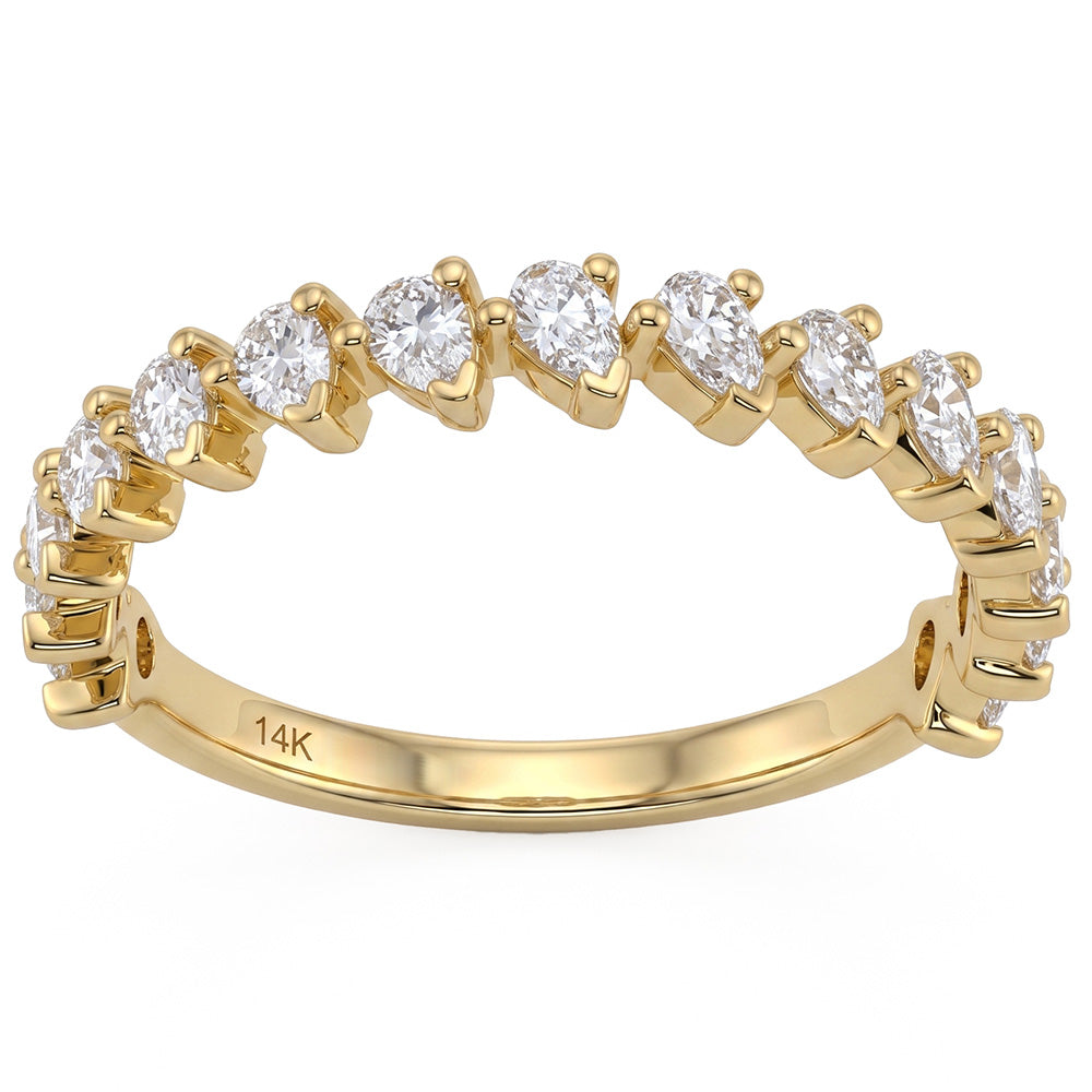 <span style="color:purple">SPECIAL!</span> .75ct G SI 14kt Yellow Gold Diamond Pear Band Half Eternity Ring 7"