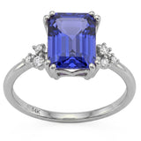 <span style="color:purple">SPECIAL!</span> 2.34ct G SI 14kt White Gold Diamond & Tanzanite Gemstone Ring Size 6.5