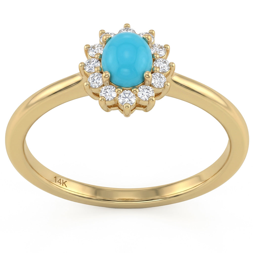 .21ct G SI 14K Yellow Gold Turquoise Gemstone Ring Size 6.5