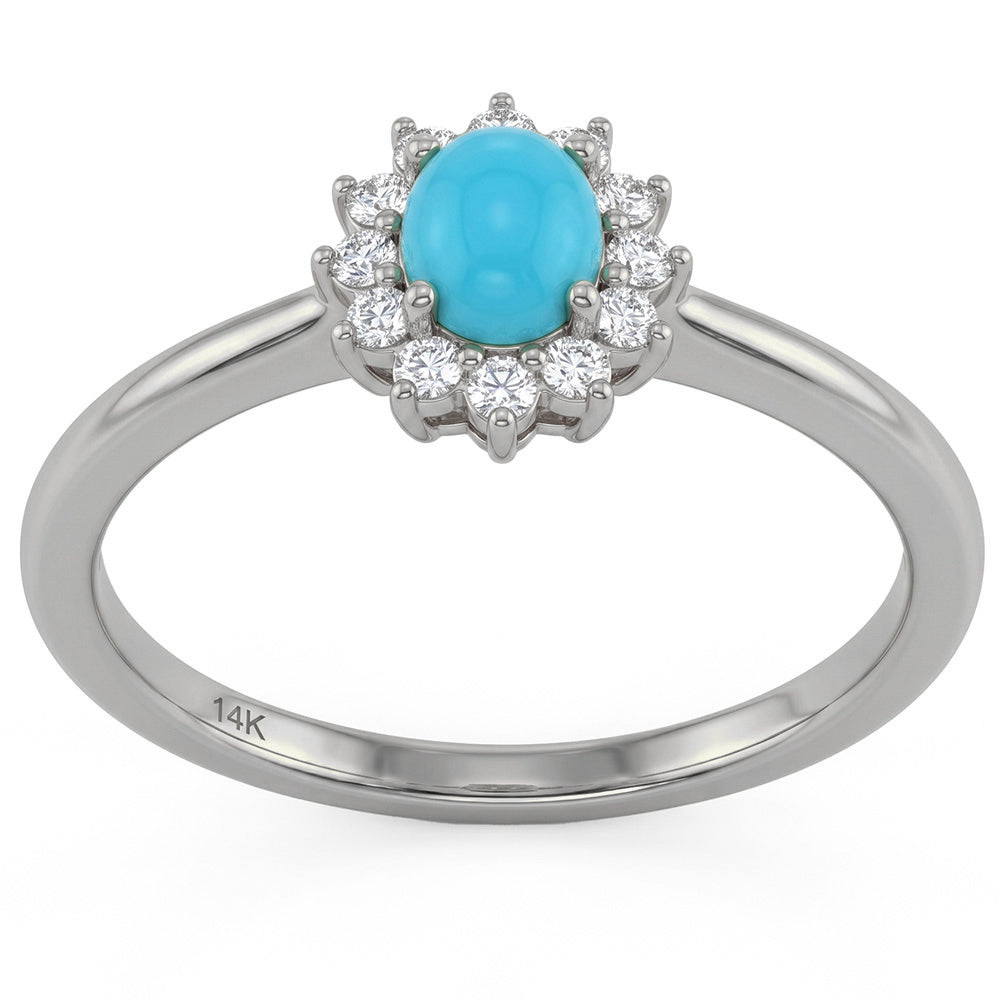 .21ct G SI 14K White Gold Turquoise Gemstone Ring Size 6.5