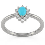 .23ct G SI 14K White Gold Turquoise Gemstone Ring Size 6.5