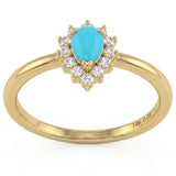 .23ct G SI 14K Yellow Gold Turquoise Gemstone Ring Size 6.5