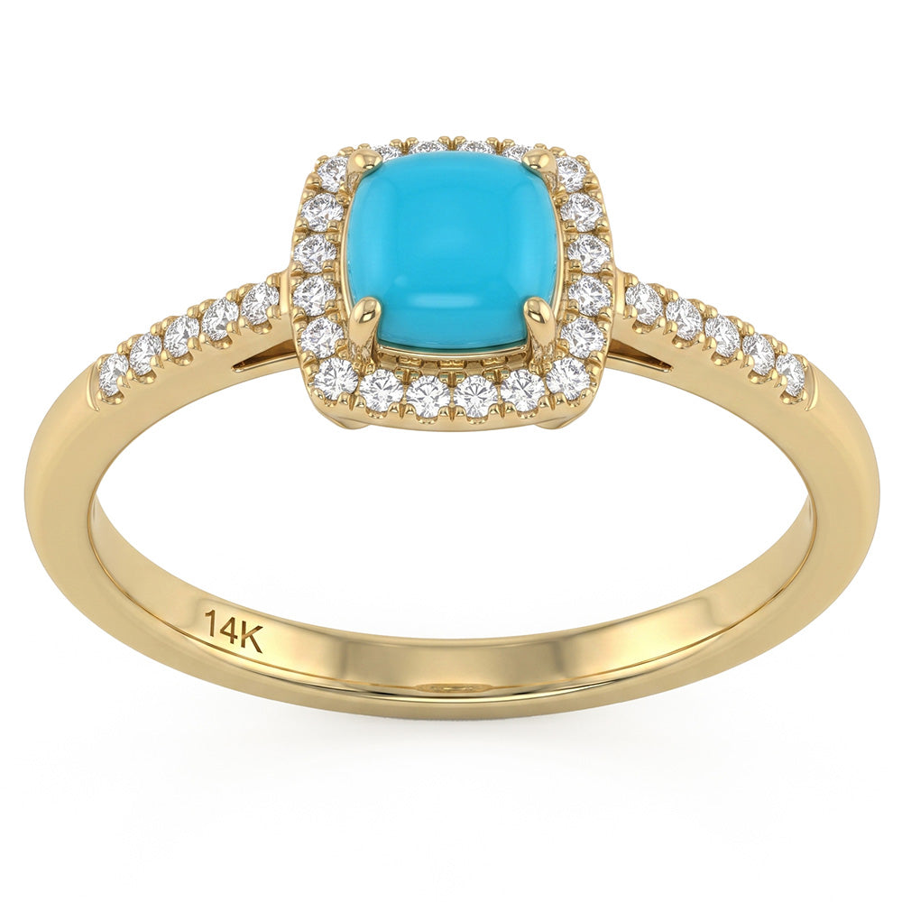 .45ct G SI 14K Yellow Gold Turquoise Gemstone Ring Size 6.5