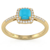 .45ct G SI 14K Yellow Gold Turquoise Gemstone Ring Size 6.5