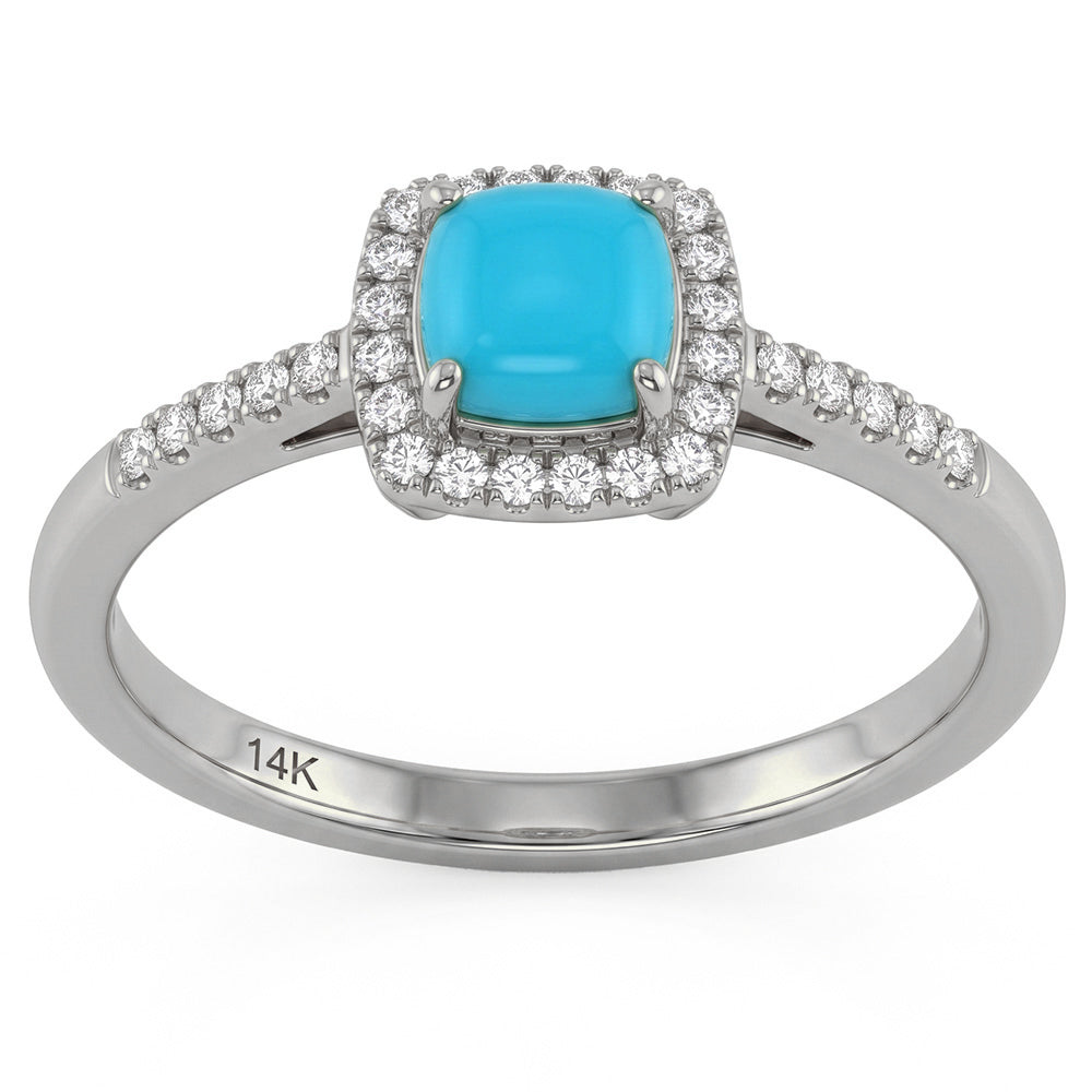 .45ct G SI 14K White Gold Turquoise Gemstone Ring Size 6.5