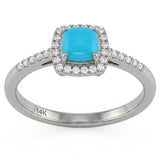 .45ct G SI 14K White Gold Turquoise Gemstone Ring Size 6.5