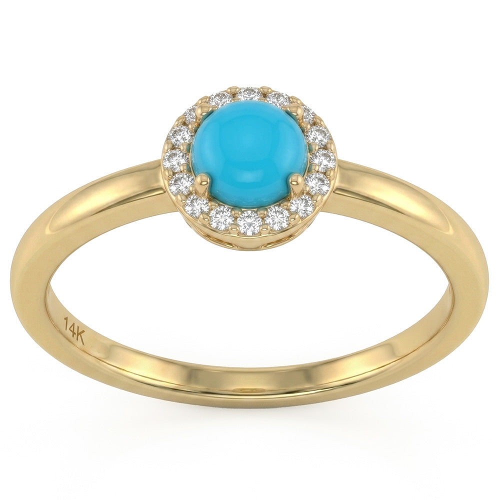 <span style="color:purple">SPECIAL!</span> .40ct G SI 14K Yellow Gold Turquoise Gemstone Ring Size 6.5