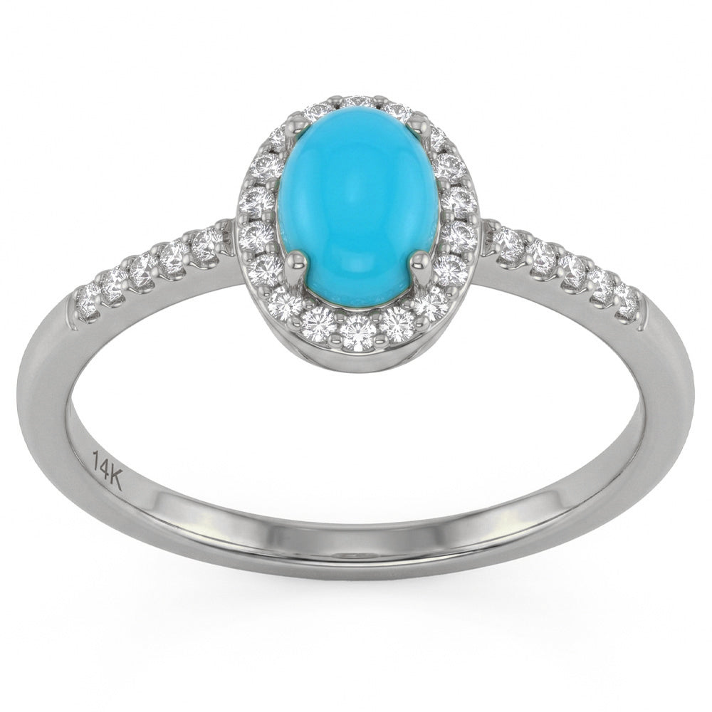 <span style="color:purple">SPECIAL!</span> .61ct G SI 14K White Gold Turquoise Gemstone Ring Size 6.5
