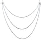 <span style="color:purple">SPECIAL!</span> 20.37ct G SI 14K White Gold Diamond 3 Layers Tennis Necklace 26" Long