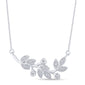 <span style="color:purple">SPECIAL!</span> .14ct G SI 14K White Gold Diamond Olive Branch Leaf Pendant Necklace 18" Long