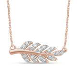 <span>¡CIERRE DE DIAMANTES! </span>.10ct G SI 14kt Oro rosa Diamante Collar con colgante de rama de olivo Cadena de 18"