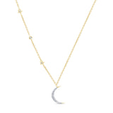 <span>DIAMOND CLOSEOUT! </span> .10ct G SI 14kt Yellow Gold Diamond Crescent Moon & Stars Necklace Pendant