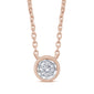 .10ct 14k Rose Gold Diamond Bezel Set Solitaire Pendant Necklace 18"Long