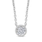.10ct  14k White Gold Diamond Round Solitaire Bezel Pendant Necklace 18"