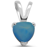 Natural Blue Turquoise Heart .925 Sterling Silver Pendant