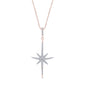 .21ct 14K Rose Gold Diamond Starburst Pendant Necklace 18"