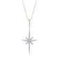 .20cts 14kt Yellow Gold Round Starburst Diamond Pendant Necklace 18" Long