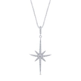 <span>¡OFERTA ESPECIAL DE DIAMANTES! </span>Collar con colgante de diamantes redondos en forma de estrella de oro blanco de 14 kt y 0,19 ct, 45,72 cm de largo