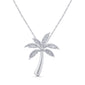 .14ct G SI 14K White Gold Diamond Palm Tree Pendant Necklace 18" Long
