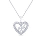 .16ct G SI 14K White Gold Round & Baguette Heart Diamond Pendant Necklace 18" Long
