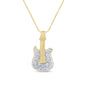 .16ct G SI 14K Yellow Gold Diamond Guitar Style Pendant Necklace 18" Long