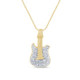  .16ct G SI 14K Yellow Gold Diamond Guitar Style Pendant Necklace 18" Long
