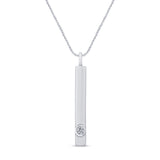 .02ct G SI 14K White Gold Diamond Bar Pendant Necklace 18"