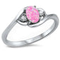 Pink Opal & Cz .925 Sterling Silver Ring Sizes 8