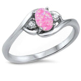 Pink Opal & Cz .925 Sterling Silver Ring Sizes 8