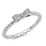 <span>CLOSEOUT!</span> Silver Plated Micro Pave Cz Heart Bow Tie .925 Sterling Silver Ring