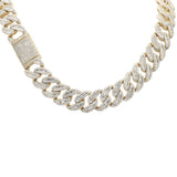 <span style="color:purple">SPECIAL!</span>7MM 8.10ct G SI 14K Yellow Gold Round & Baguette Diamond Cuban Necklace 22" Long