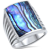 <span>CLOSEOUT!</span>Abalone Radiant Cut Shape Ring .925 Sterling Silver Ring