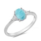 Natural Larimar & Cubic Zirconia .925 Sterling Silver Ring Sizes 5-10