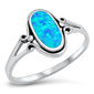 <span>CLOSEOUT! </span>Oval Shaped Blue Opal .925 Sterling Silver Ring Sizes 5-10
