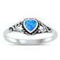 <span>CLOSEOUT! </span>Blue Opal Heart Shape Lab Created Opal .925 Sterling Silver Ring Sizes 5-10