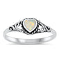 <span>CLOSEOUT! </span>White Opal Heart Shape Lab Created Opal .925 Sterling Silver Ring Sizes 4, 9
