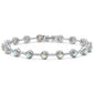 Round Light Rainbow Topaz CZ .925 Sterling Silver Tennis Bracelet 7" Long