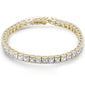 4MM Square Bezel Set Cubic Zirconia .925 Sterling Yellow Gold Plated Bracelet