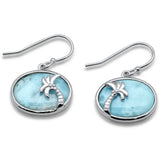 Palm Tree Natural Larimar .925 Sterling Silver Drop Earrings