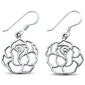 <span>CLOSEOUT!</span> Sterling Silver Plain Rose Design Dangling Earrings