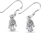  Sterling Silver Plain Hamsa Dangle Earrings