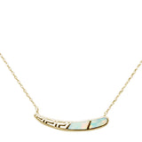 Yellow Gold Plated White Opal Design .925 Sterling Silver Pendant
