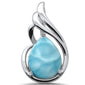 Pear Shape Natural Larimar .925 Sterling Silver Pendant