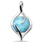 Pear Shape Natural Larimar .925 Sterling Silver Pendant