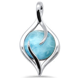 Pear Shape Natural Larimar .925 Sterling Silver Pendant