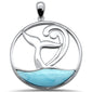 Whale Tail Natural Larimar .925 Sterling Silver Pendant