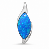 Elongated Blue Opal .925 Sterling Silver Pendant