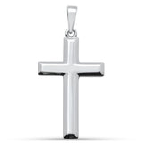 Beveled Edge Solid Cross  .925 Sterling Silver Pendant