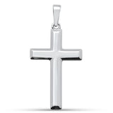 Beveled Edge Solid Cross  .925 Sterling Silver Pendant