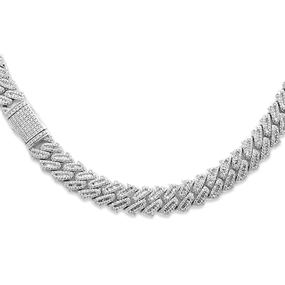 7MM 8.05ct G SI 14K White Gold Baguette & Round Diamond Square Cuban Necklace 22" Long